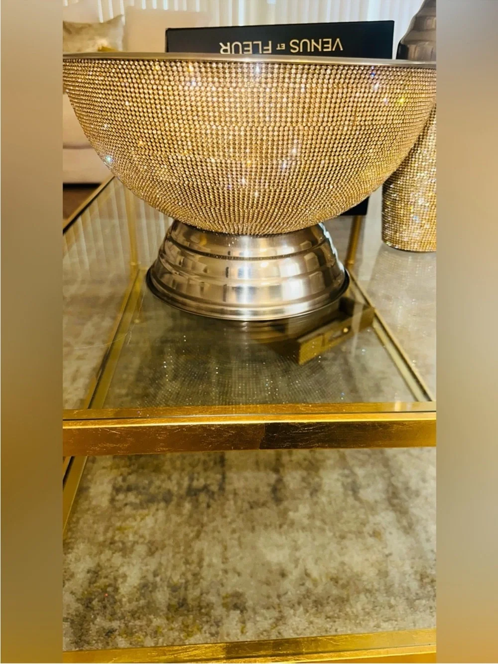 Gold Crystal-Embellished Martini Glasses and Champagne Bucket Set